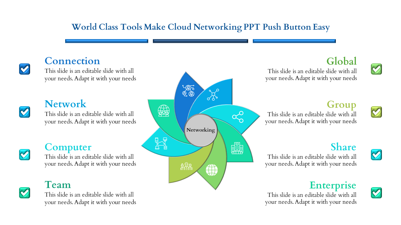 Flower Model Cloud Networking PPT Template